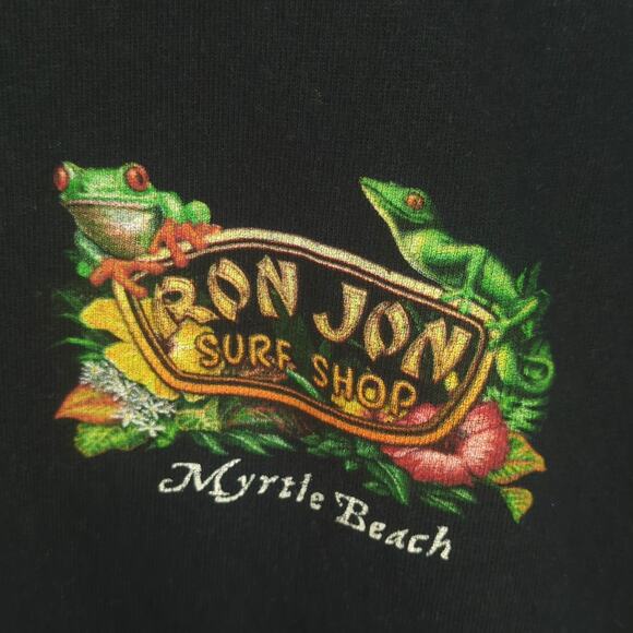 Ron Jon Surf Shop Myrtle Beach T Shirt XL Black Graphic Parrot Toucan Chameleon - Picture 3 of 5
